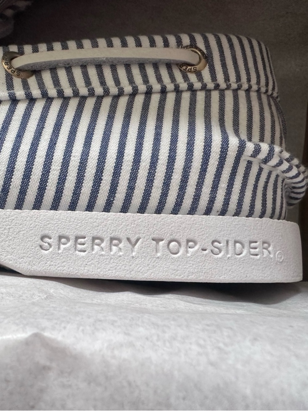 Sperry NWT Original 2 Eye Boat shoes Top Siders navy & white women’s 8 - Picture 7 of 9